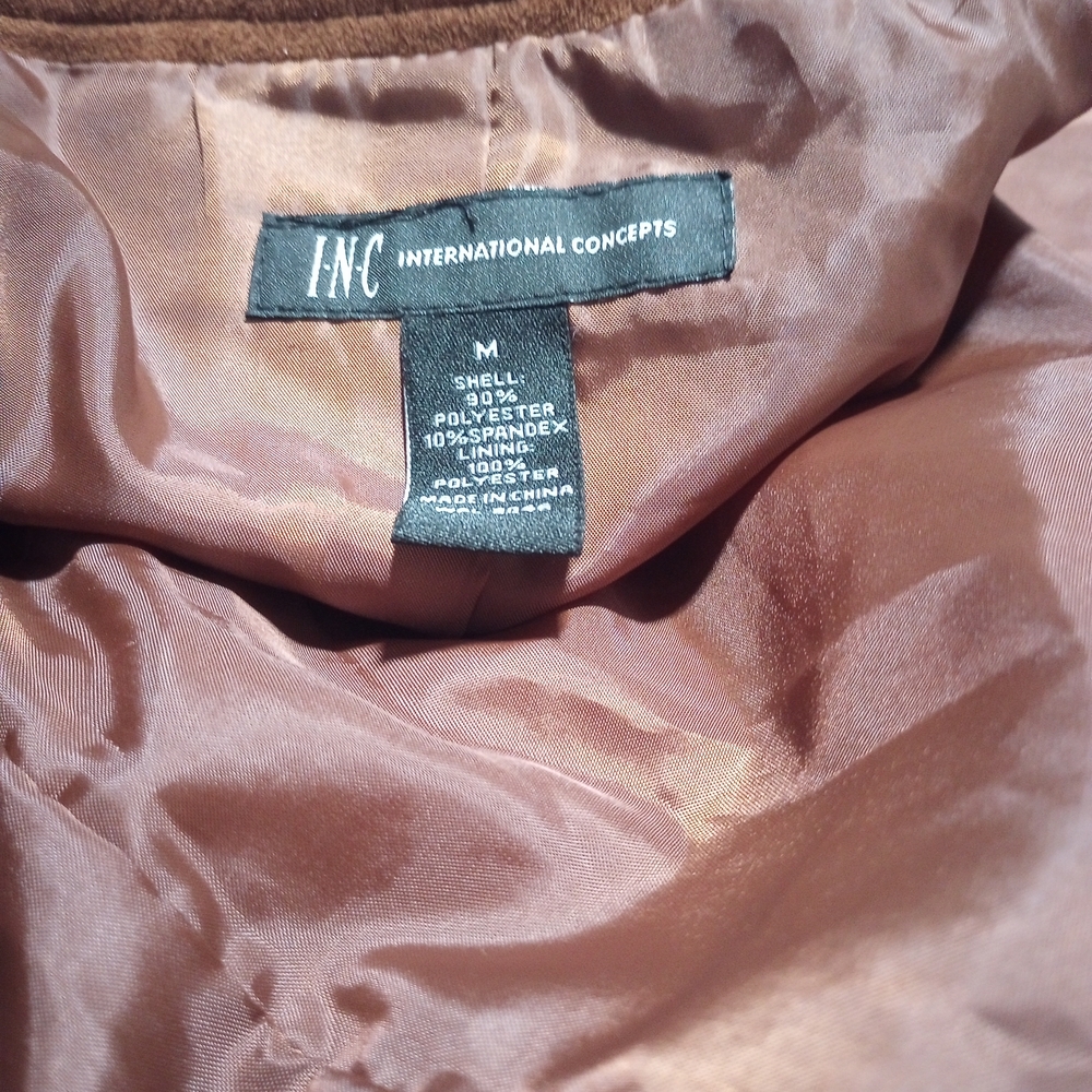 INC Brown Faux Suede Jacket - Picture 6 of 9